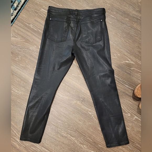 JEN7 BY 7 FOR ALL MANKIND Size 12 Black Sheen Ankle Skinny Jeans. - Picture 7 of 8